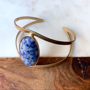 Gold Stone Cuff with Blue Stone | Statement